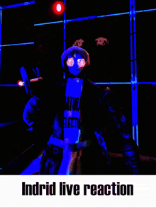 a poster that says ingrid live reaction with a man in a costume