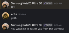 a screenshot of a samsung note20 ultra 5g conversation