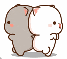 a cartoon of two cats standing next to each other .