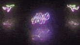 a purple and green neon sign with the letters aw on it