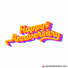 a yellow and purple sign that says happy anniversary on it