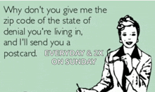 a postcard that says " everyday & 2x on sunday "