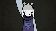 a cartoon drawing of a person with a red eye