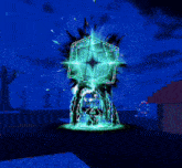 a video game scene with a glitch in the middle
