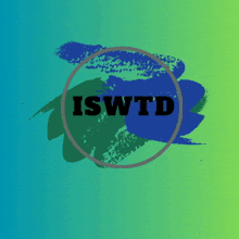 a blue and green brush stroke with the words iswtd in a circle