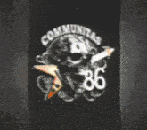 a poster with a skull and a lightning bolt that says communityas 86