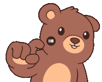 a brown teddy bear is pointing at the camera with a youtube logo on its face