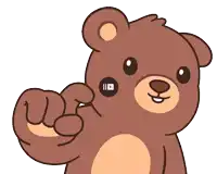 a brown teddy bear is pointing at the camera with a youtube logo on its face