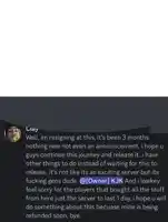 a screenshot of a message from clay that says he is resigning