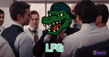 a group of men are gathered in a room and the word lfg is on the bottom right