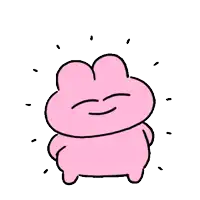 a pink cartoon frog with a smile on its face is standing on its hind legs on a white background .