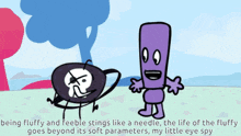 a cartoon of a needle and a circle with the caption " being fluffy and feeble stings like a needle