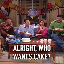 Alright Who Wants Cake Ben Affleck GIF - Alright Who Wants Cake Ben Affleck Fred Armisen GIFs