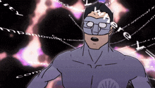 a cartoon of a man in a superhero costume with the word companionship on the background