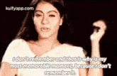 a woman is talking about her most memorable moment .