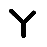 the letter y is shown in black on a white background