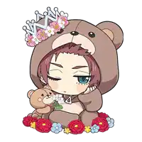 a cartoon of a girl in a teddy bear costume with a crown on her head