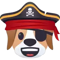 a cartoon dog is wearing a pirate hat and eye patch