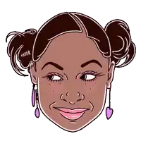 a cartoon drawing of a woman 's face with the name nickor on the bottom right