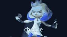 a cartoon character with a crown on her head and the word cheese behind her