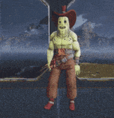 a video game character with a cowboy hat on