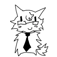 a black and white drawing of a cat wearing a tie and crying .