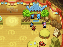 a pixel art of a room with tables and a sign that says ' ao ' on it