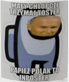 a mug with a picture of a man in a among us character .
