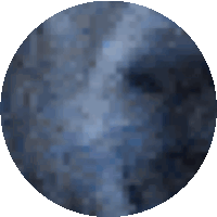 a pixelated image of a blue sphere with a white background