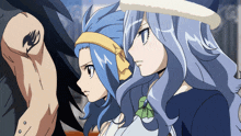 a couple of anime characters are standing next to each other and one has a tattoo on his arm