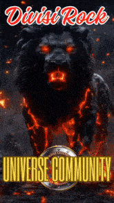 a poster with a lion and the words " universe community "