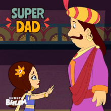 a cartoon of a girl talking to a man with the words super dad above them