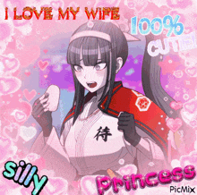 a picture of a girl with the words i love my wife 100 % cute princess