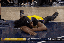 a basketball game between los angeles and minnesota is being broadcast on cbs