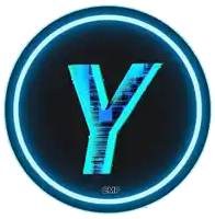 a blue letter y in a circle with cmp below it