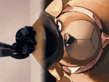 a cartoon drawing of a bear with glasses and a black hat