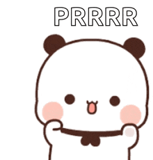 a cartoon of a panda bear with the word prrrr written above it