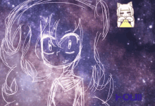 a drawing of a girl with the word hou on the bottom left
