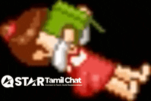 a star tamil chat logo with a cartoon character on it