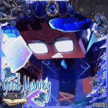 a picture of a robot that says good morning on it
