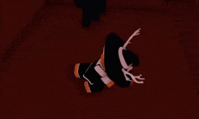 a cartoon character is flying through the air in a dark room in a video game .