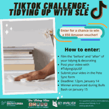 a poster for tiktok challenge tidying up with sleek