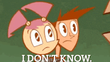 a cartoon of a girl and a boy with the words i don 't know