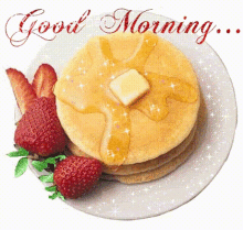 Good Morning Pancake GIF - Good Morning Pancake Strawberries GIFs