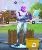 a video game character named captain dumac is standing in front of a fence