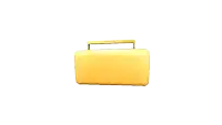 a gold boombox with two speakers and a handle