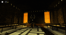 a screenshot of a video game showing a throne with horns