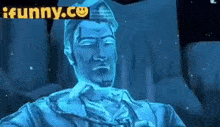 a cartoon of a man with his eyes closed and a funny.com logo in the corner .