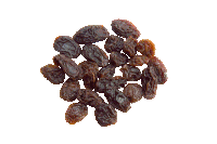 a bunch of raisins on a white background