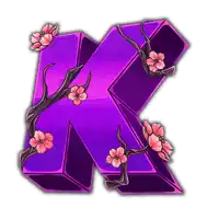 a purple letter k surrounded by pink flowers